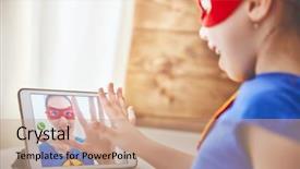  Presentation with child superhero - Presentation design enhanced with kid talking by using video background and a coral colored foreground