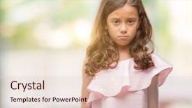  Presentation with girl pink baby shower - Audience pleasing PPT theme consisting of kid trouble - brunette hispanic girl wearing pink backdrop and a  colored foreground
