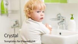  Presentation with liquid soap hand wash - Audience pleasing theme consisting of kid washing hands with soap backdrop and a lemonade colored foreground