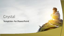  Presentation with headphones - PPT theme having kid-wearing-headphones-mixed-media background and a white colored foreground