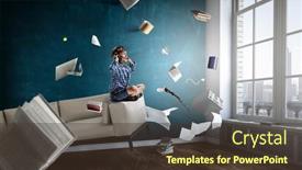  Presentation with headphones - Slides consisting of kid-wearing-headphones-mixed-media background and a  colored foreground