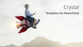  Presentation with rocket - Presentation theme featuring kid-wearing-headphones background and a white colored foreground