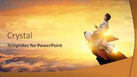  Presentation with rocket - Presentation theme with kid-wearing-headphones background and a yellow colored foreground