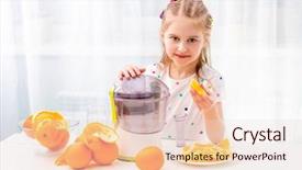  Presentation with catholic pray kid - PPT theme with kid working with orange squeeze background and a lemonade colored foreground