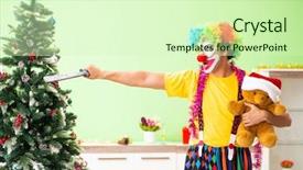  Presentation with celebration - Amazing theme having kidnapp - funny clown in christmas celebration backdrop and a soft green colored foreground