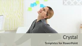  Presentation with backache - Cool new slides with kidney - beautiful woman suffering from backache backdrop and a light gray colored foreground