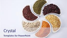 Presentation with lentils - Beautiful PPT theme featuring kidney - different legumes - lentils beans backdrop and a sky blue colored foreground