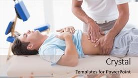  Presentation with doctor office - Cool new slides with kidney - doctor examining his patient stomach backdrop and a coral colored foreground