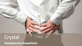  Presentation with backache - Colorful presentation design enhanced with kidney - man suffering from backache backdrop and a gray colored foreground