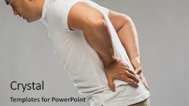  Presentation with back pain - Slide deck enhanced with kidney - people healthcare and problem concept background and a light gray colored foreground