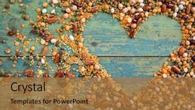  Presentation with rustic - PPT layouts featuring kidney - raw legume heart on old background and a coral colored foreground