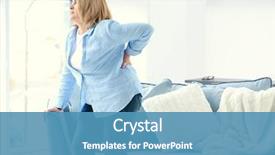  Presentation with backache - PPT theme with kidney - senior woman suffering from backache background and a teal colored foreground