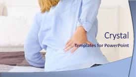  Presentation with backache - PPT theme enhanced with kidney - senior woman suffering from backache background and a sky blue colored foreground