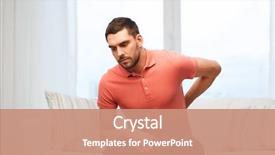  Presentation with backache - Slide set having kidney - unhappy man suffering from backache background and a coral colored foreground