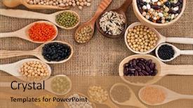  Presentation with beans legumes - Beautiful presentation theme featuring kidney - various grain beans legumes peas backdrop and a coral colored foreground