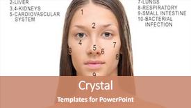  Presentation with acne woman - Slide set with kidney - young woman with acne face background and a coral colored foreground