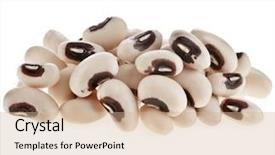  Presentation with peas - Beautiful presentation design featuring kidney diet - black eyed peas beans isolated backdrop and a coral colored foreground