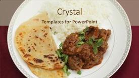  Presentation with curry leaves - Beautiful PPT theme featuring served with rice and paratha backdrop and a lemonade colored foreground