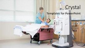  Presentation with male nurse - Colorful presentation theme enhanced with kidney medical - female nurse covering male patient backdrop and a soft green colored foreground