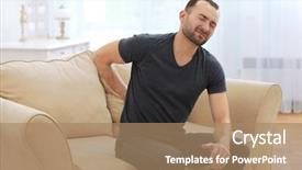  Presentation with backache - Audience pleasing slide set consisting of kidney medical - handsome man suffering from backache backdrop and a coral colored foreground