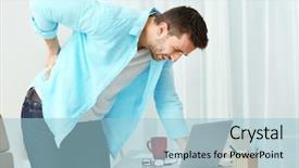 Presentation with backache - Amazing PPT layouts having kidney medical - handsome young man suffering backdrop and a light blue colored foreground