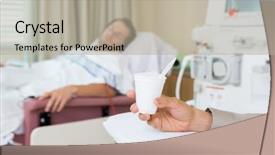  Presentation with kidney cancer - Colorful slide set enhanced with kidney medical - male cancer patient's hand holding backdrop and a mint green colored foreground