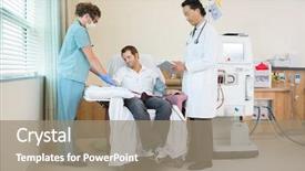  Presentation with digital hospital - Theme having kidney medical - male doctor using digital tablet background and a coral colored foreground