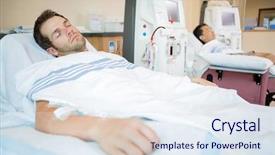  Presentation with medical renal - Slide set featuring kidney medical - male patients sleeping while receiving background and a sky blue colored foreground
