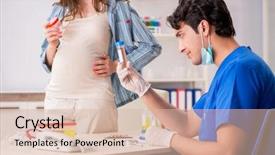  Presentation with doctor visiting family - Presentation design featuring kidney medical - pregnant woman visiting doctor background and a soft green colored foreground