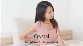  Presentation with kidney medical - Slide deck consisting of kidney medical - woman suffer from lumbago problem background and a soft green colored foreground