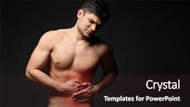  Presentation with abdominal - Beautiful PPT theme featuring kidney medical - young man suffering from abdominal backdrop and a wine colored foreground