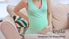  Presentation with pregnant woman - PPT layouts with kidney medical - young pregnant woman suffering background and a mint green colored foreground