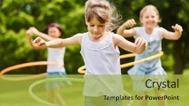  Presentation with children playing - Presentation theme with kids - children playing with hoops background and a yellow colored foreground
