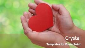  Presentation with thank - Cool new PPT theme with thank card kids - child's hands with a red backdrop and a coral colored foreground