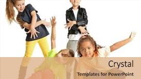  Presentation with cute - Amazing PPT layouts having kids - cute little dancers on white backdrop and a coral colored foreground