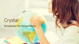  Presentation with education middle school arabic kids - Amazing presentation theme having earth kids - education and school concept backdrop and a cream colored foreground