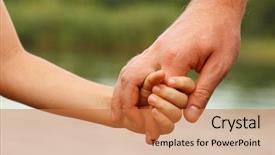  Presentation with trust - Audience pleasing slide set consisting of help kids - father's hand lead his child backdrop and a coral colored foreground