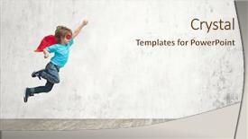  Presentation with superhero - Amazing presentation theme having kids - flying superhero in studio backdrop and a cream colored foreground