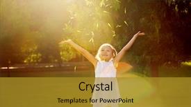  Presentation with kids playing - PPT theme with kids - girl playing in the sun background and a gold colored foreground
