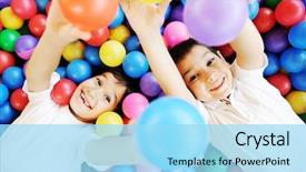  Presentation with kids playing - Cool new slides with kids - happy children playing together backdrop and a arctic colored foreground