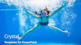  Presentation with under water - PPT theme enhanced with kids - little girl creates bubbles background and a teal colored foreground