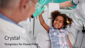  Presentation with dentist - Cool new PPT theme with kids - lovely kid in dental chair backdrop and a light gray colored foreground