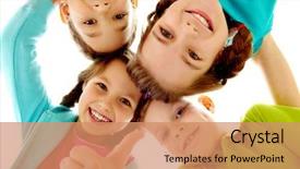  Presentation with heads - Theme with kids - photo of joyful children touching background and a coral colored foreground