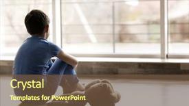  Presentation with sad - PPT theme with kids - sad little boy sitting background and a tawny brown colored foreground