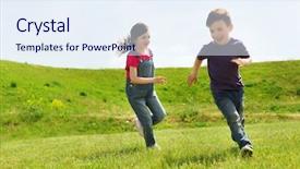  Presentation with childhood - Amazing presentation design having kids - summer childhood leisure and people backdrop and a sky blue colored foreground