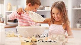  Presentation with baking - Presentation theme featuring kids - two children having fun baking background and a lemonade colored foreground