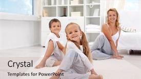  Presentation with yoga kids - Amazing presentation theme having kids and woman at home backdrop and a soft green colored foreground