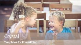  Presentation with ice cream - Theme having kids are eating ice cream background and a coral colored foreground