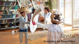  Presentation with kids playing - Beautiful slides featuring kids-are-enjoying-while-playing backdrop and a coral colored foreground