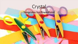  Presentation with art - Slide deck featuring kids art - colorful zigzag scissors with color background and a lemonade colored foreground